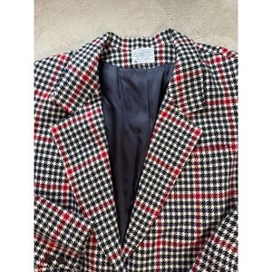 Vintage Pendleton Womens 100% Virgin Wool One Button Blazer Size 26W Made in USA